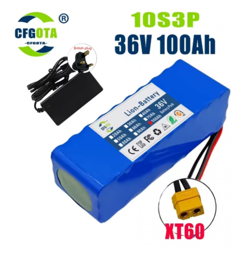 Paquete de baterías 36V 100Ah 10S3P 100000mAh incorporadas 15A BMS + 42V 2a carga - Imagen 8 de 13