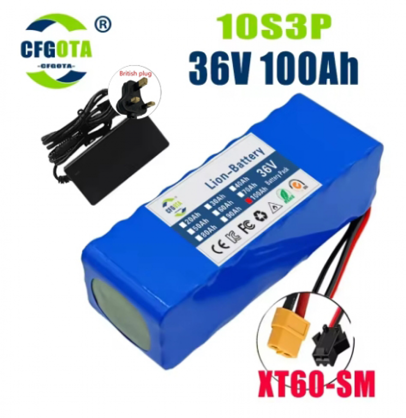 Paquete de baterías 36V 100Ah 10S3P 100000mAh incorporadas 15A BMS + 42V 2a carga - Imagen 12 de 13