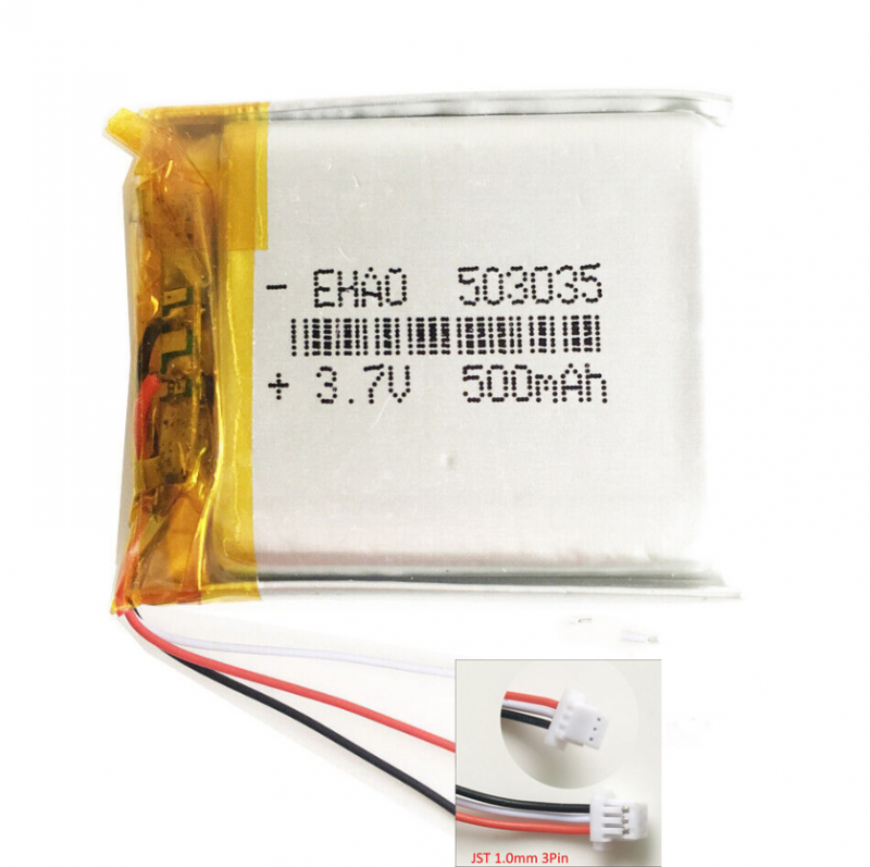 Celle batteria ricaricabile lipo 3,7V 500mAh 503035 + spina JST 3 pin per registratore - Foto 19 di 24