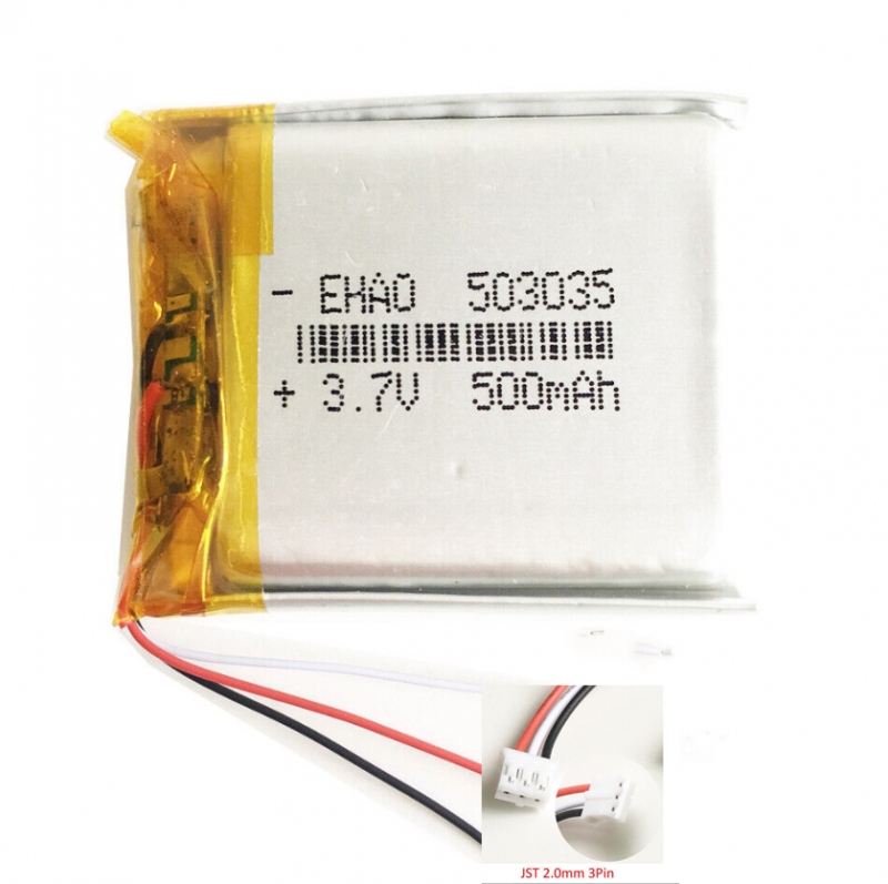 Celle batteria ricaricabile lipo 3,7V 500mAh 503035 + spina JST 3 pin per registratore - Foto 22 di 24