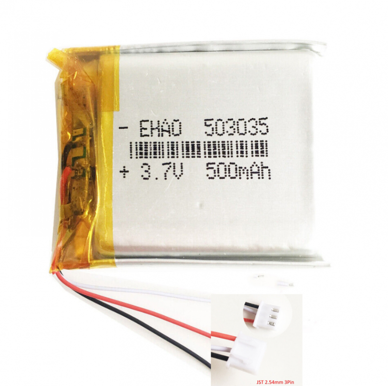 Celle batteria ricaricabile lipo 3,7V 500mAh 503035 + spina JST 3 pin per registratore - Foto 23 di 24
