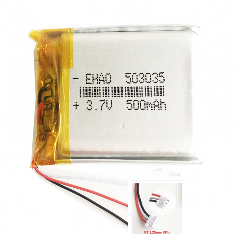 Celle batteria ricaricabile lipo 3,7V 500mAh 503035 + spina JST 3 pin per registratore - Foto 20 di 24