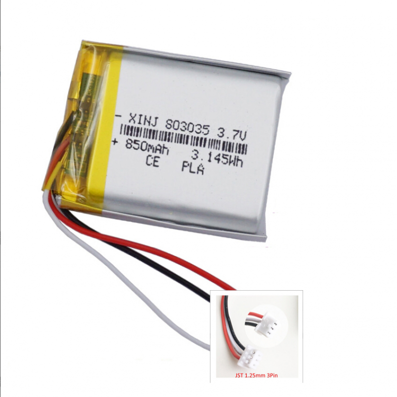 Batería Li 3.7V 850mAh 3.14Wh Conector JST 3Pin Termistor NTC 803035 - Imagen 17 de 20