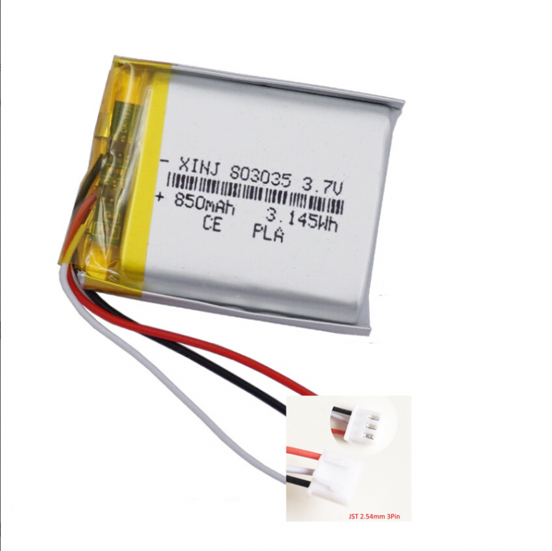 Batería Li 3.7V 850mAh 3.14Wh Conector JST 3Pin Termistor NTC 803035 - Imagen 20 de 20