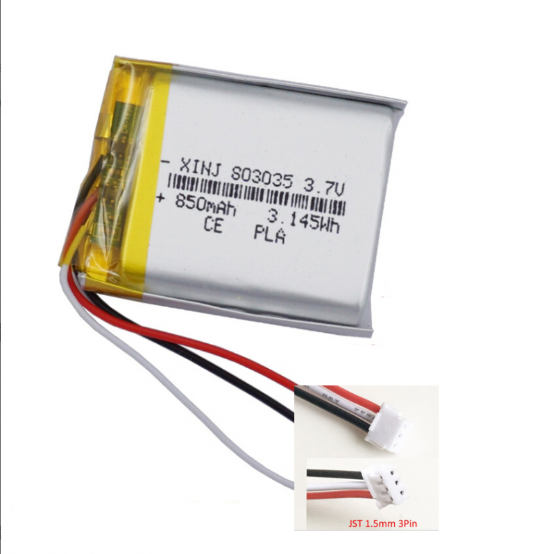 Batería Li 3.7V 850mAh 3.14Wh Conector JST 3Pin Termistor NTC 803035 - Imagen 18 de 20