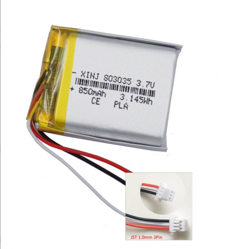 Batería Li 3.7V 850mAh 3.14Wh Conector JST 3Pin Termistor NTC 803035 - Imagen 16 de 20