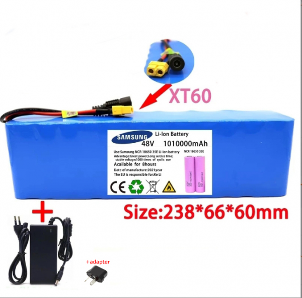 Batería de iones de litio 48V 13S3P XT60 para bicicleta eléctrica scooter 54,6V con cargador BMS - Imagen 10 de 12
