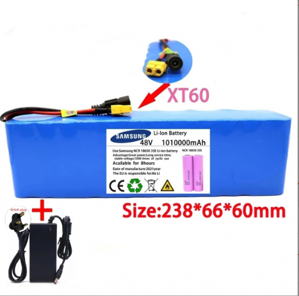 Batería de iones de litio 48V 13S3P XT60 para bicicleta eléctrica scooter 54,6V con cargador BMS - Imagen 12 de 12