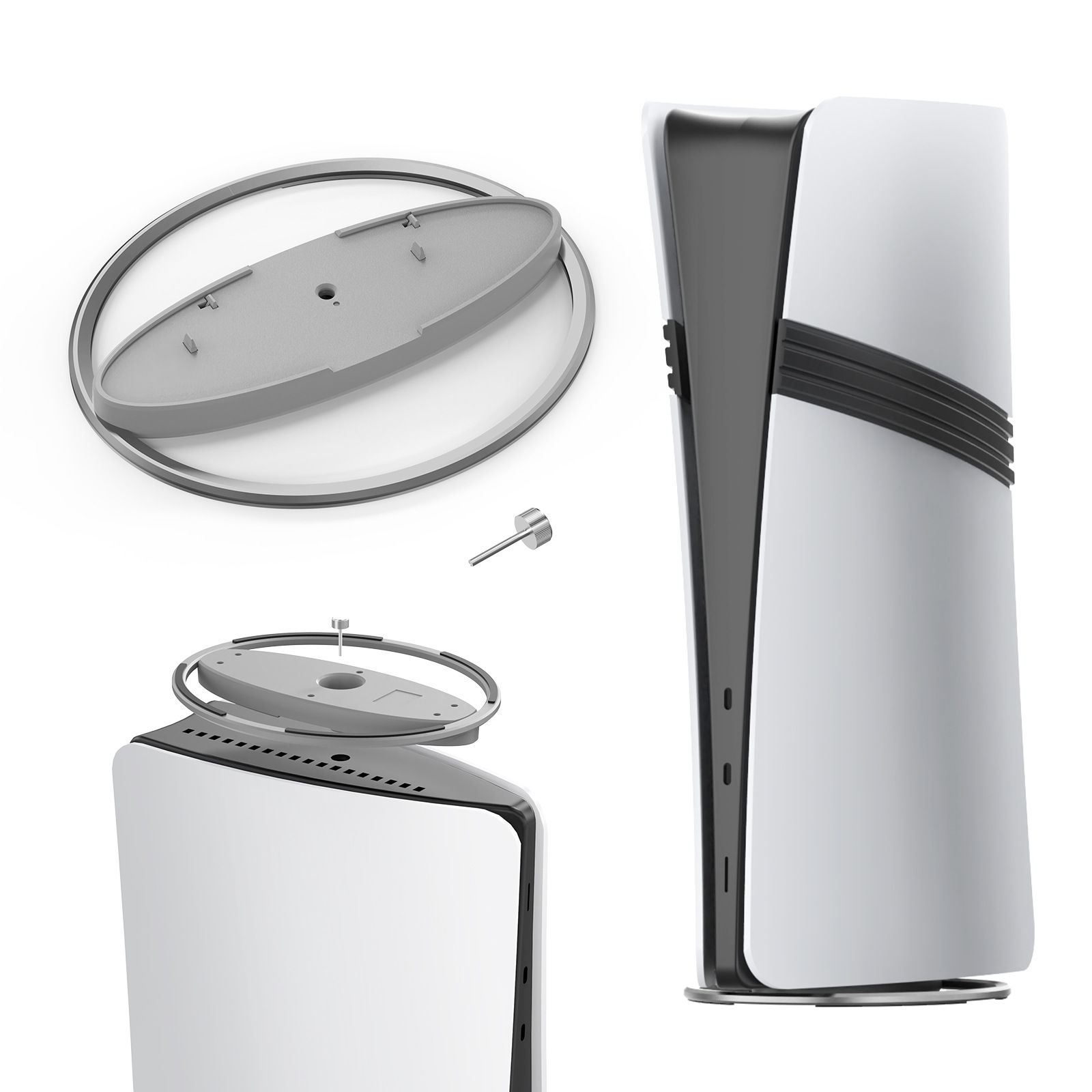 thumbnail image 1 of Soporte metálico vertical con base antideslizante compatible con la consola PlayStation 5 Slim/Pro - Soporte portátil para consola PS5, 1 of 9