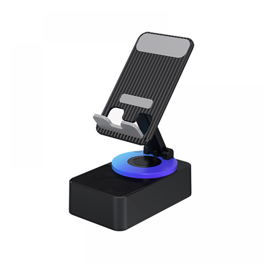 Soporte para teléfono móvil con altavoz Bluetooth inalámbrico, batería externa de 1500 mAh y base de carga plegable