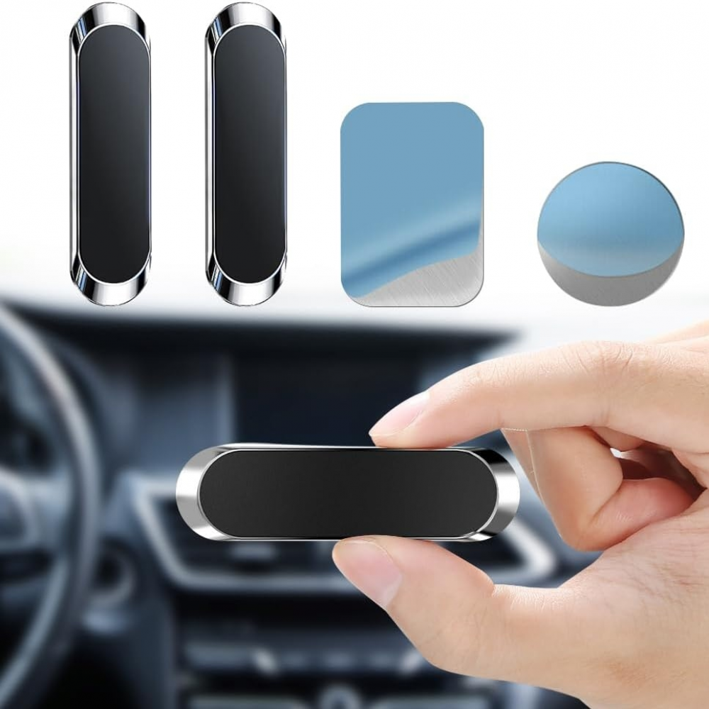 thumbnail image 1 of Pack de 2 soportes magnéticos universales para teléfono móvil con placas metálicas, soporte para teléfono móvil para coche, 1 of 6