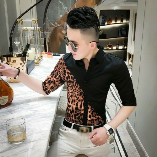 leopard print half sleeve shirt