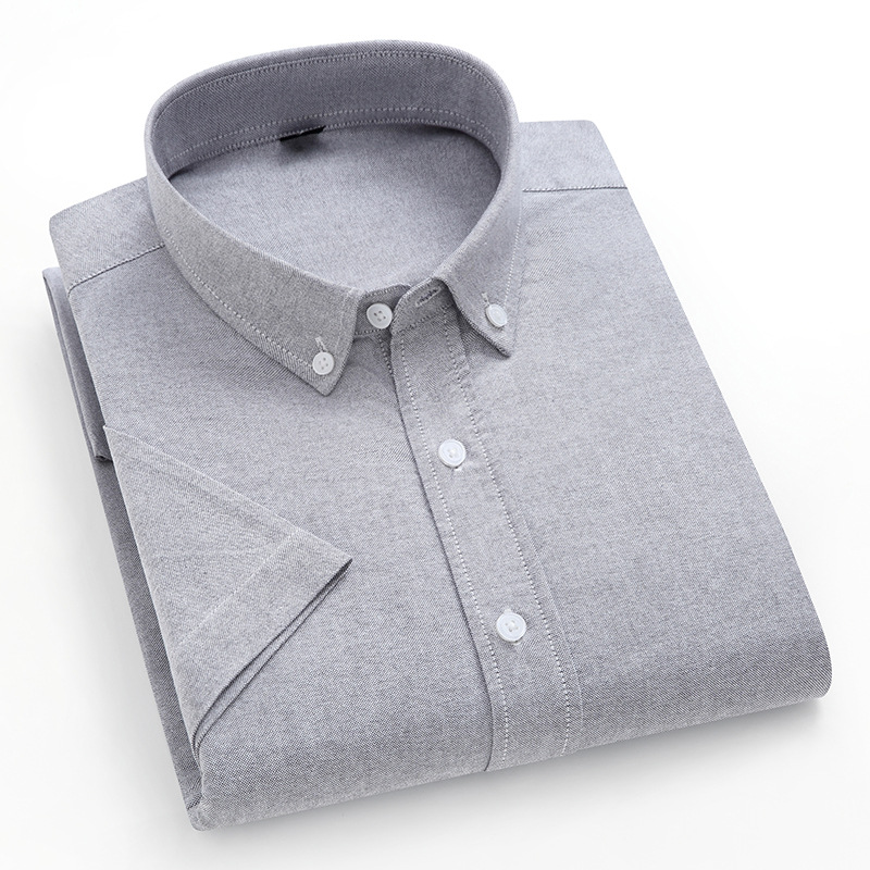 New Men’s Dress Shirts Short Sleeves Oxford Cotton Summer Casual Shirts Tops
