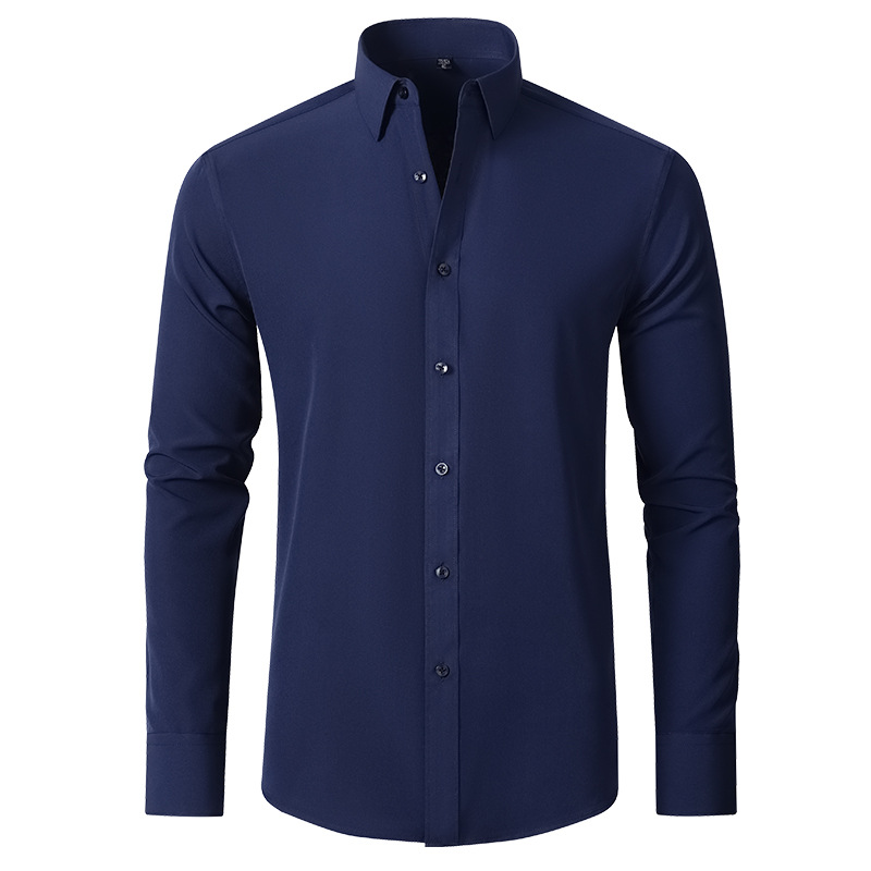 HISDERN Men Dress Shirts Casual Button Down Shirt Long Sleeve Formal  Business Shirt Light Blue Navy