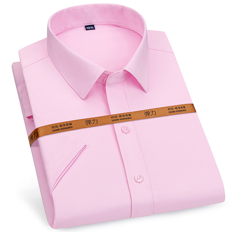 Men's Dress Shirts Business Short Sleeves Elastic Stretch Slim Fit Casual Shirts - Picture 16 of 21