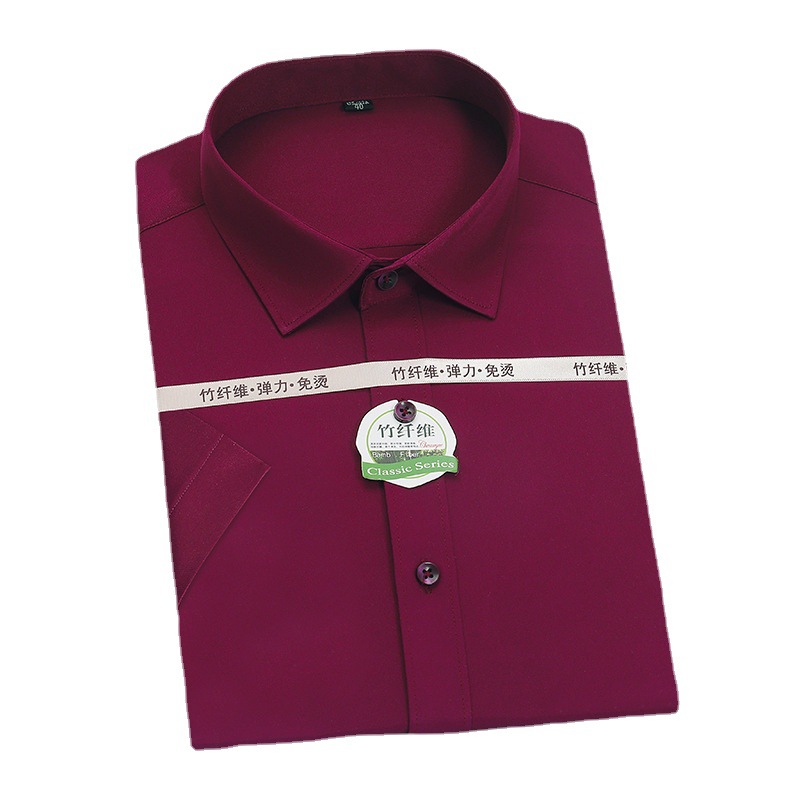 Men's Dress Shirts Business Short Sleeves Elastic Stretch Bamboo Casual Shirts - Picture 20 of 20