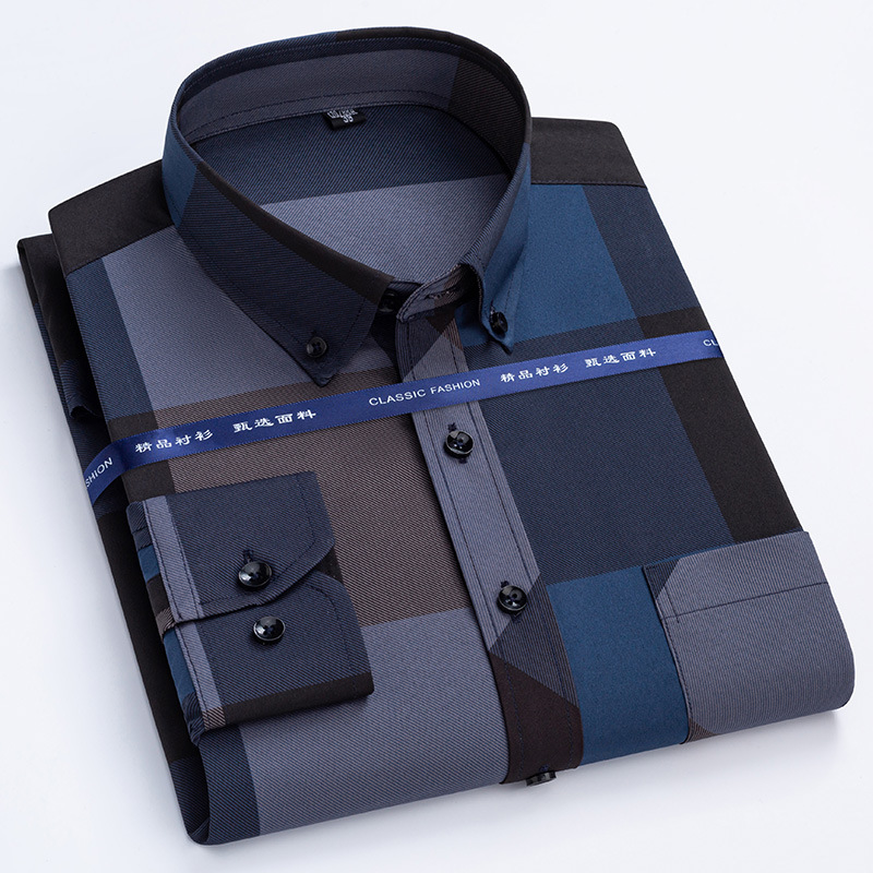 Camicie eleganti uomo maniche lunghe business formale bottoni non ferro camicie casual top - Foto 12 di 15