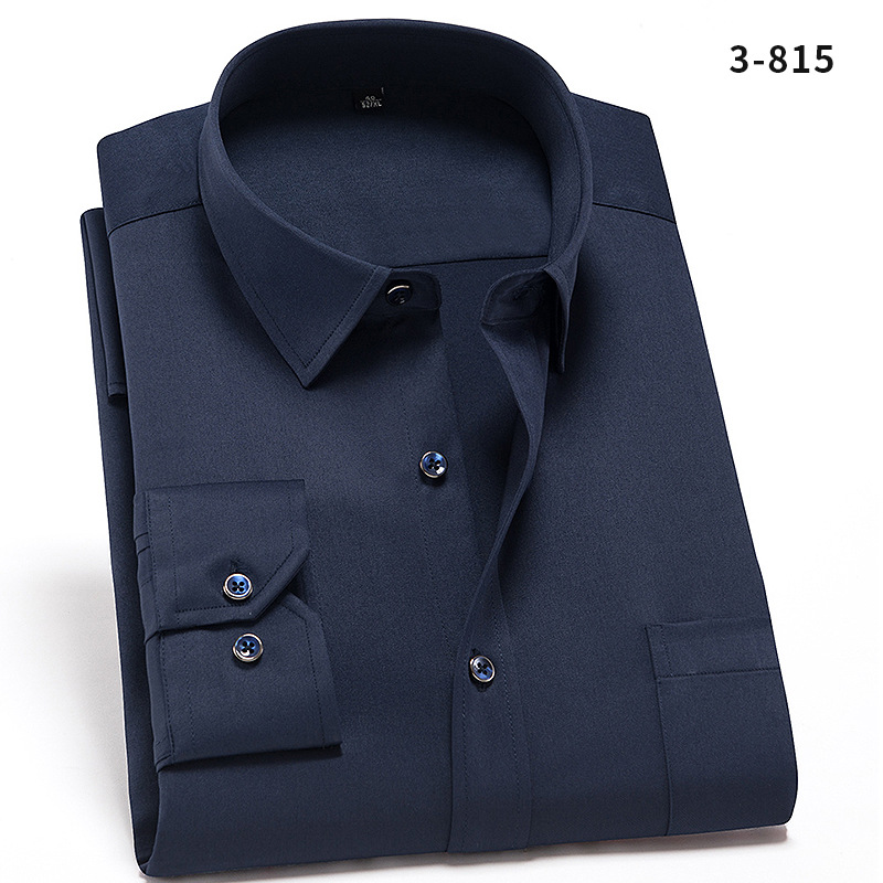Herren Kleid Shirts Langarm Formelles Geschäft Elastischer Stoff Freizeit Shirts Top - Bild 18 von 20