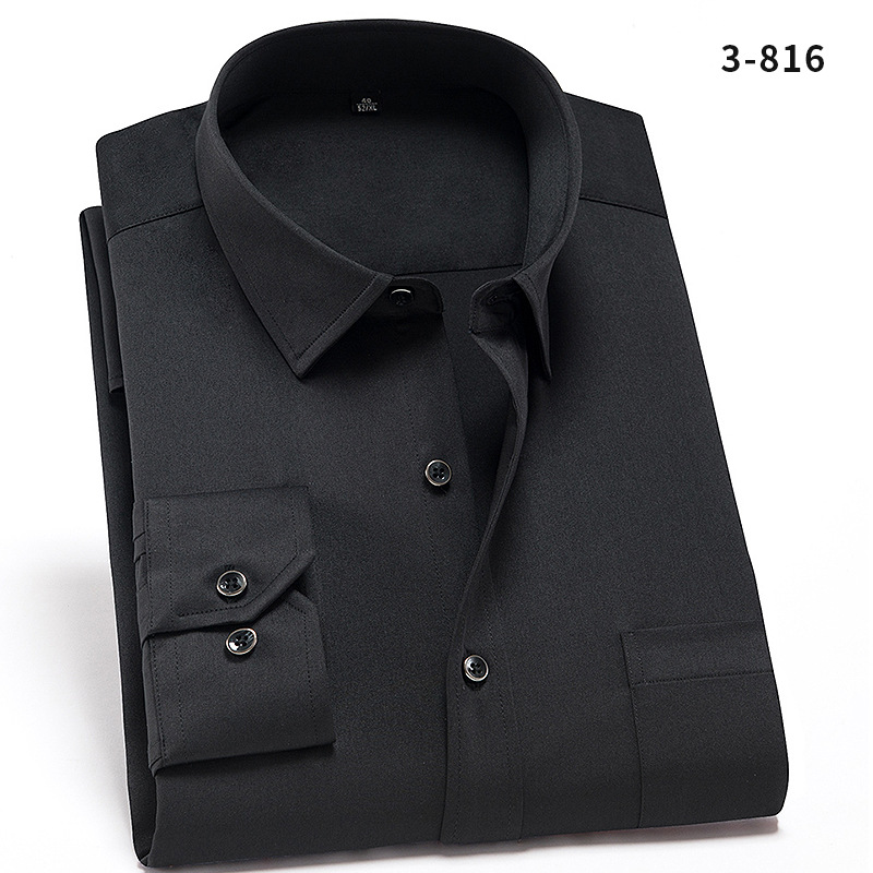 Herren Kleid Shirts Langarm Formelles Geschäft Elastischer Stoff Freizeit Shirts Top - Bild 19 von 20