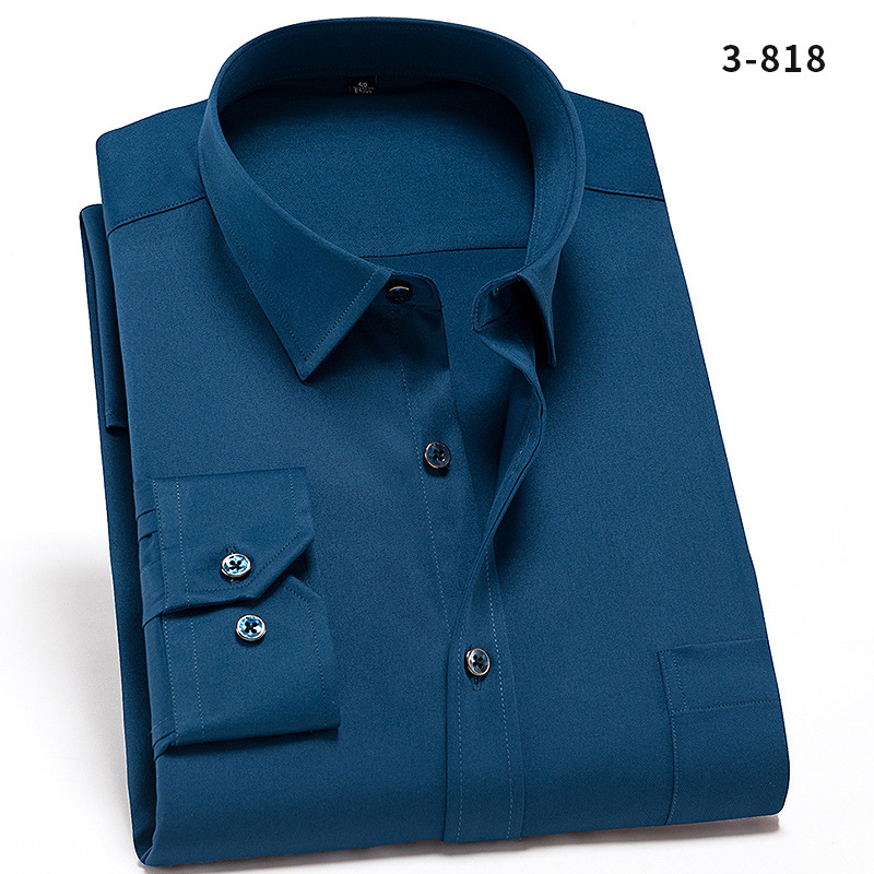Herren Kleid Shirts Langarm Formelles Geschäft Elastischer Stoff Freizeit Shirts Top - Bild 20 von 20