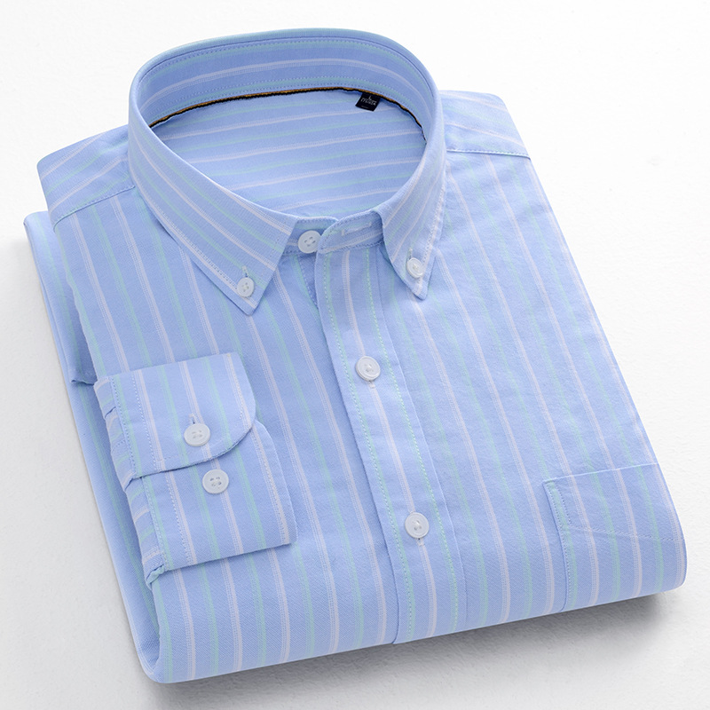 Herren Kleid Shirts Langarm Formelles Geschäft Oxford Baumwolle Freizeit Shirts Tops - Bild 12 von 15