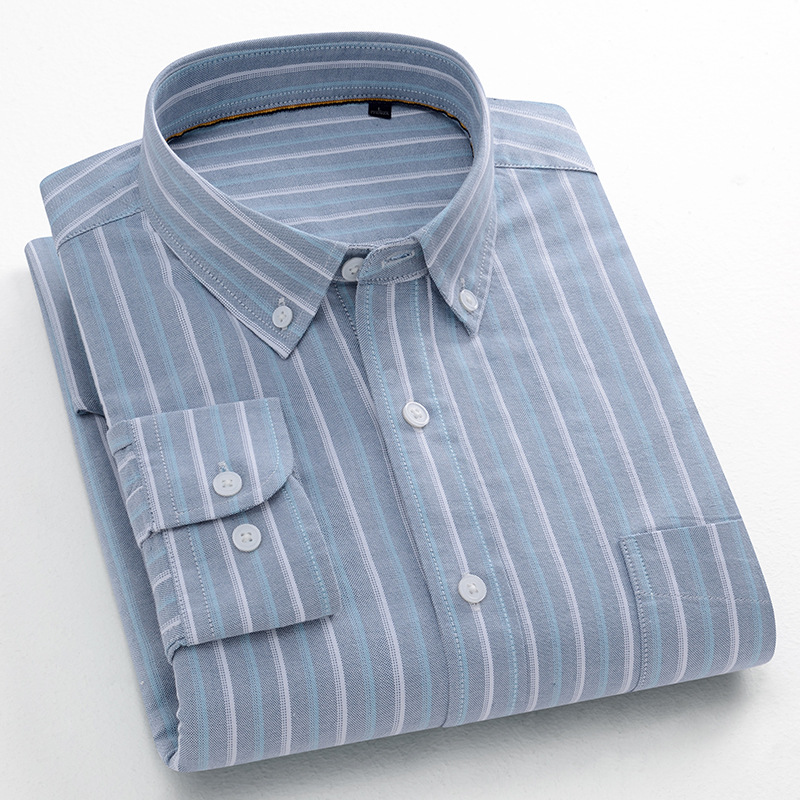 Herren Kleid Shirts Langarm Formelles Geschäft Oxford Baumwolle Freizeit Shirts Tops - Bild 15 von 15