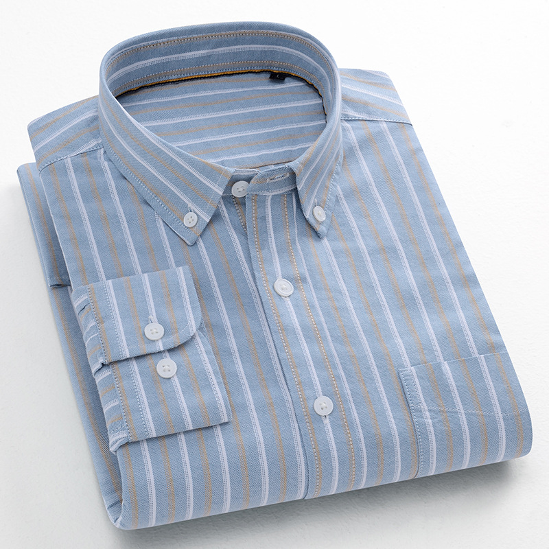 Herren Kleid Shirts Langarm Formelles Geschäft Oxford Baumwolle Freizeit Shirts Tops - Bild 11 von 15