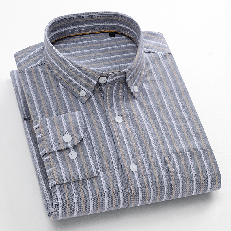 Herren Kleid Shirts Langarm Formelles Geschäft Oxford Baumwolle Freizeit Shirts Tops - Bild 14 von 15