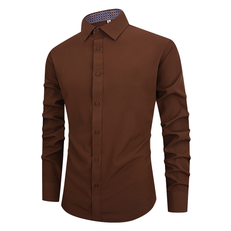 Mens Dress Shirts Formal Business Long Sleeves 4 Sided Elastic Casual Shirts Top - Picture 21 of 21