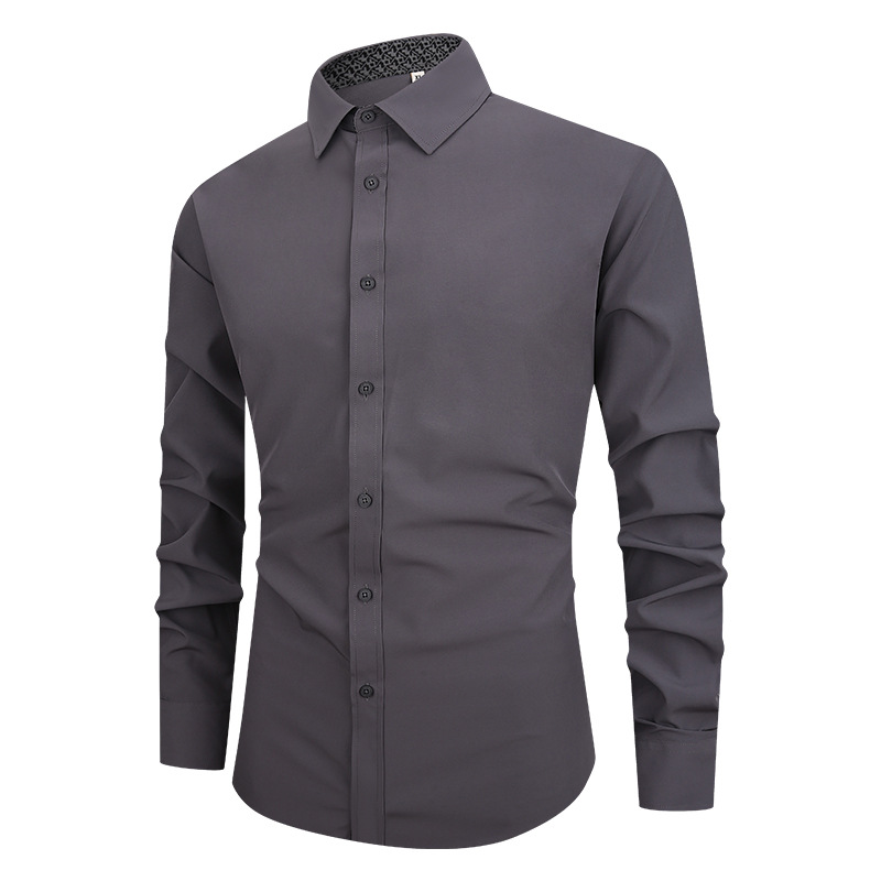 Mens Dress Shirts Formal Business Long Sleeves 4 Sided Elastic Casual Shirts Top - Picture 19 of 21