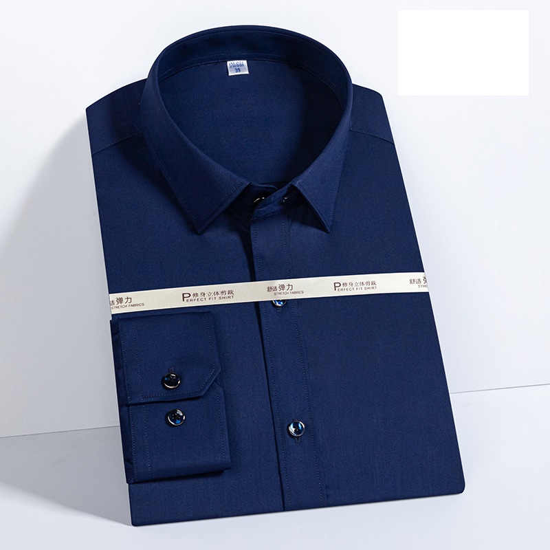 Men's Dress Shirts Long Sleeves Formal No Iron Elastic Bamboo Casual Shirt Tops - Picture 14 of 20