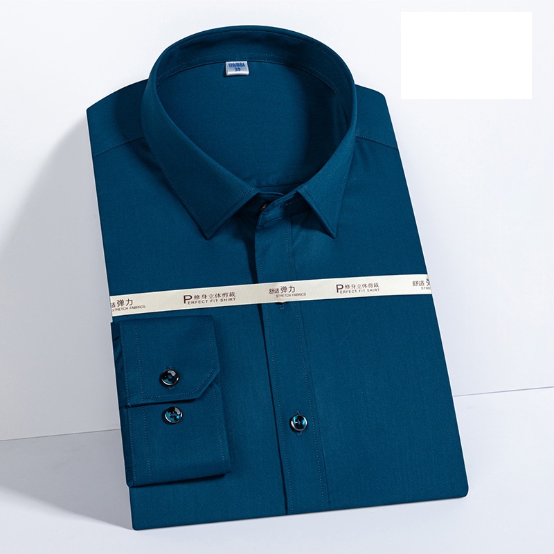 Men's Dress Shirts Long Sleeves Formal No Iron Elastic Bamboo Casual Shirt Tops - Picture 19 of 20