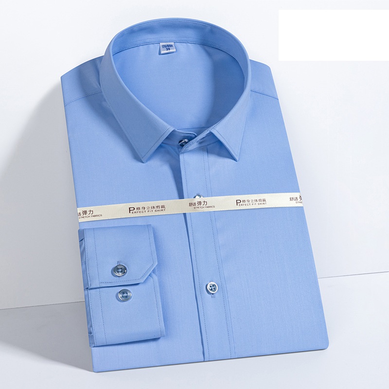 Men's Dress Shirts Long Sleeves Formal No Iron Elastic Bamboo Casual Shirt Tops - Picture 17 of 20