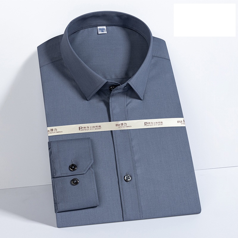 Men's Dress Shirts Long Sleeves Formal No Iron Elastic Bamboo Casual Shirt Tops - Picture 18 of 20