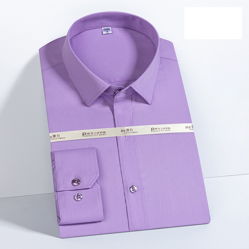 Men's Dress Shirts Long Sleeves Formal No Iron Elastic Bamboo Casual Shirt Tops - Picture 16 of 20