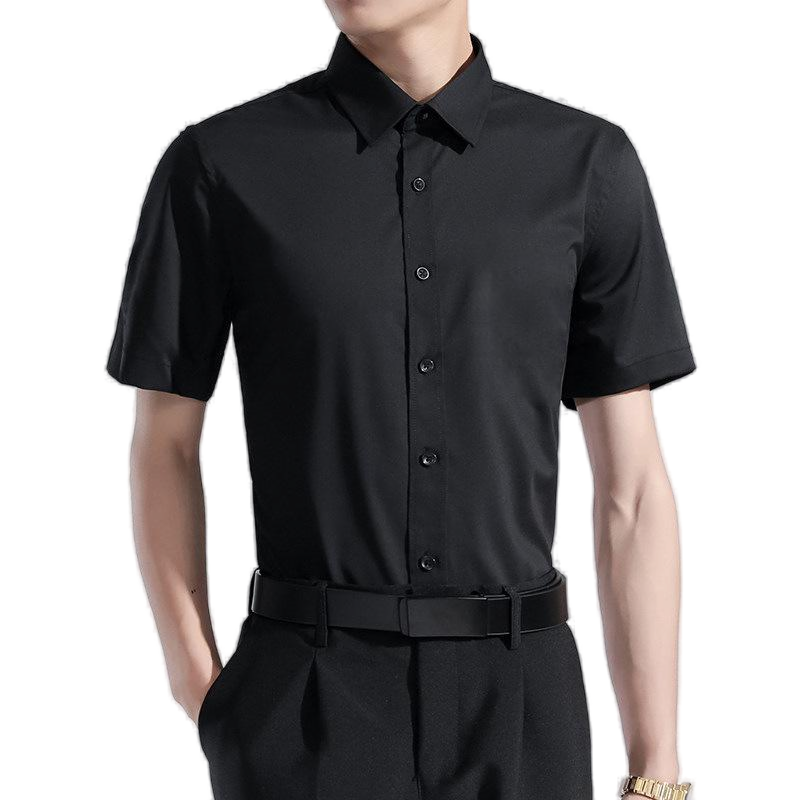 Mens Formal Shirts Office Short Sleeves Elastic Bussiness Casual Summer Shirts - Picture 13 of 14