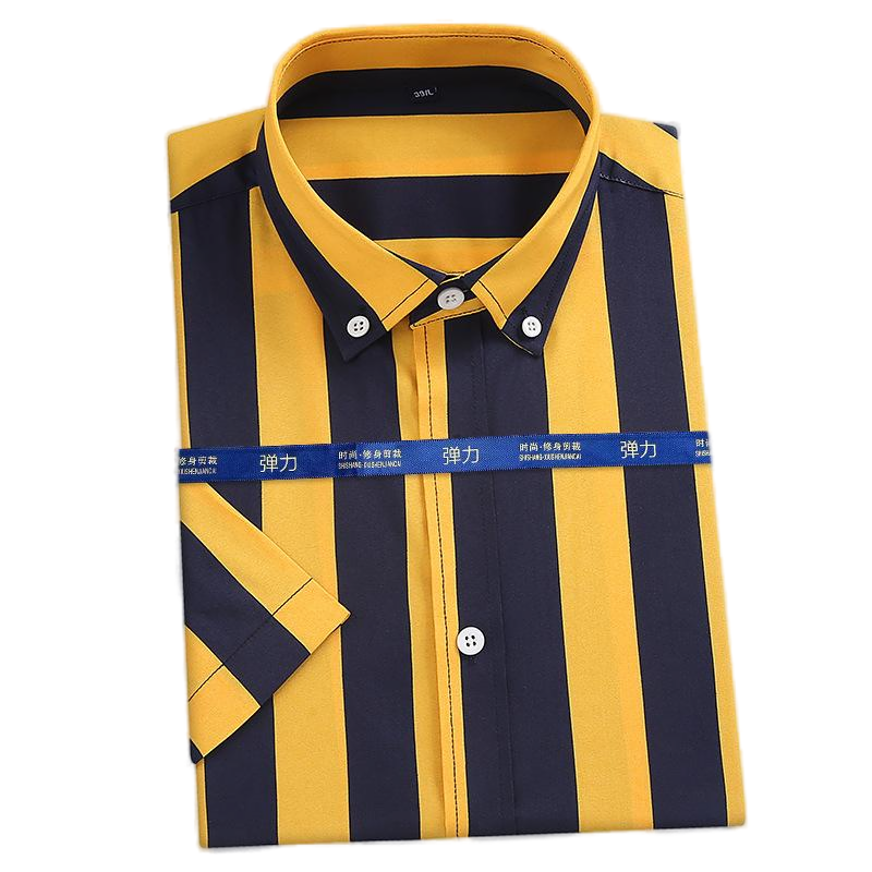 Mens Dress Shirts Office Short Sleeves Striped Bussiness Casual Summer Shirts - Picture 22 of 23