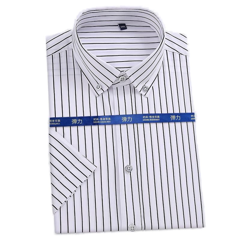 Mens Dress Shirts Office Short Sleeves Striped Bussiness Casual Summer Shirts - Picture 15 of 23