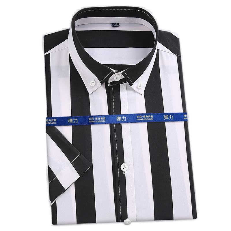 Mens Dress Shirts Office Short Sleeves Striped Bussiness Casual Summer Shirts - Picture 23 of 23