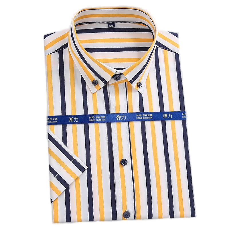Mens Dress Shirts Office Short Sleeves Striped Bussiness Casual Summer Shirts - Picture 16 of 23