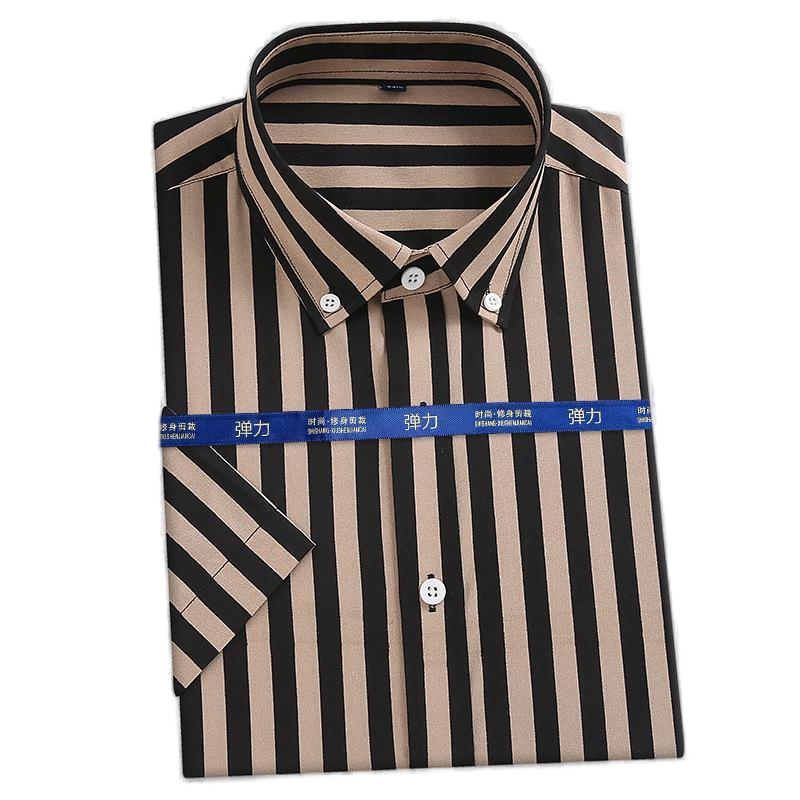 Mens Dress Shirts Office Short Sleeves Striped Bussiness Casual Summer Shirts - Picture 17 of 23