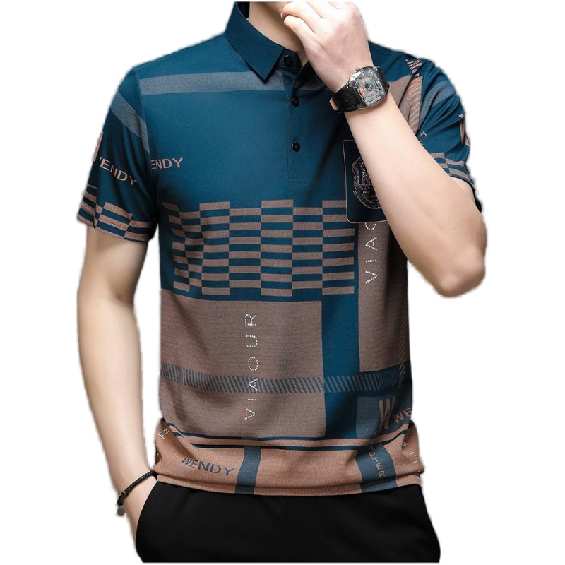 Herren Kurzarm Poloshirts Bedruckt Freizeit Sport Sommer Regular Tee T-Shirts - Bild 11 von 12