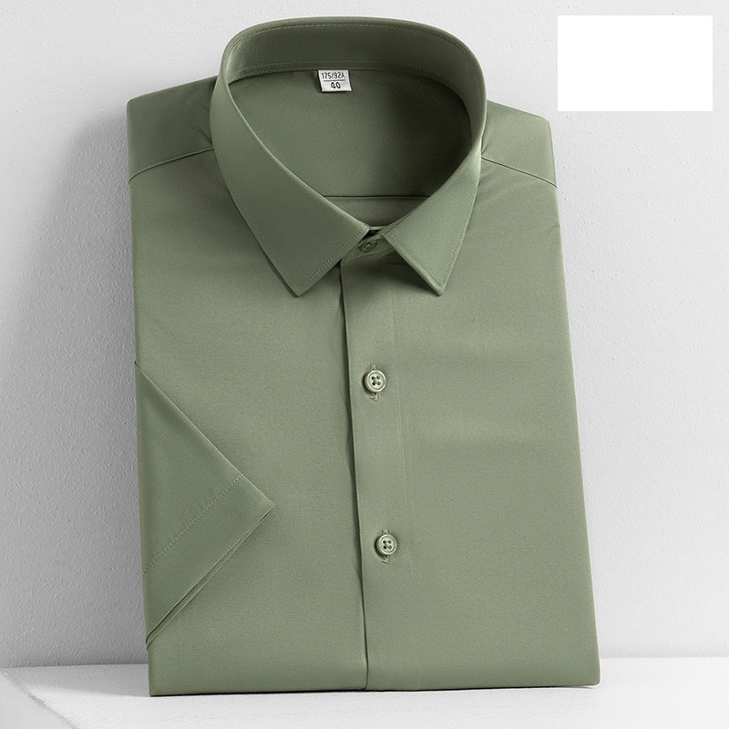 Mens Dress Shirts Short Sleeves Formal Business No Iron Elastic Casual Shirts - Picture 29 of 29
