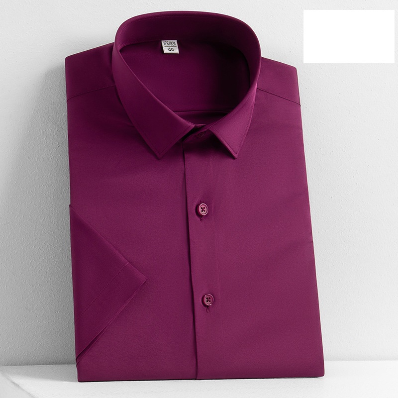 Mens Dress Shirts Short Sleeves Formal Business No Iron Elastic Casual Shirts - Picture 21 of 29