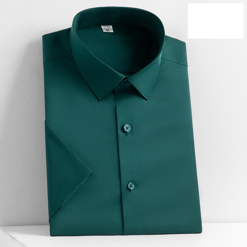 Mens Dress Shirts Short Sleeves Formal Business No Iron Elastic Casual Shirts - Picture 23 of 29