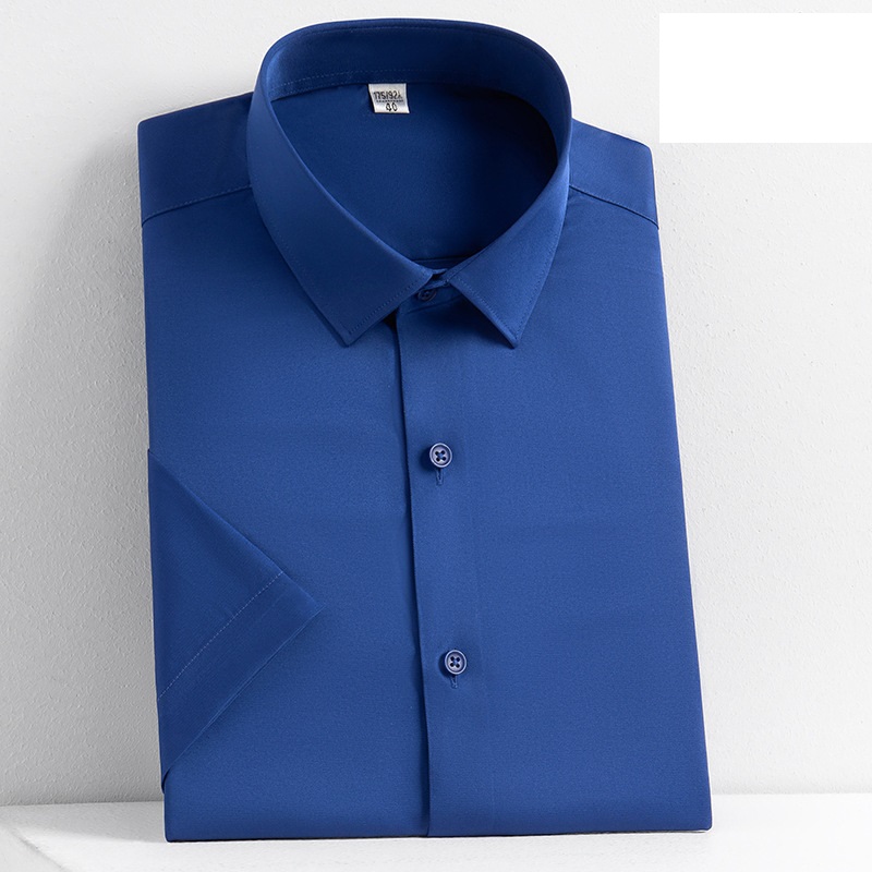 Mens Dress Shirts Short Sleeves Formal Business No Iron Elastic Casual Shirts - Picture 24 of 29