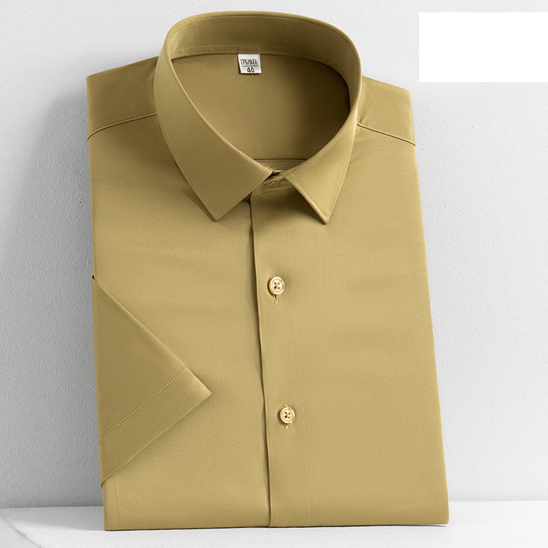 Mens Dress Shirts Short Sleeves Formal Business No Iron Elastic Casual Shirts - Picture 27 of 29