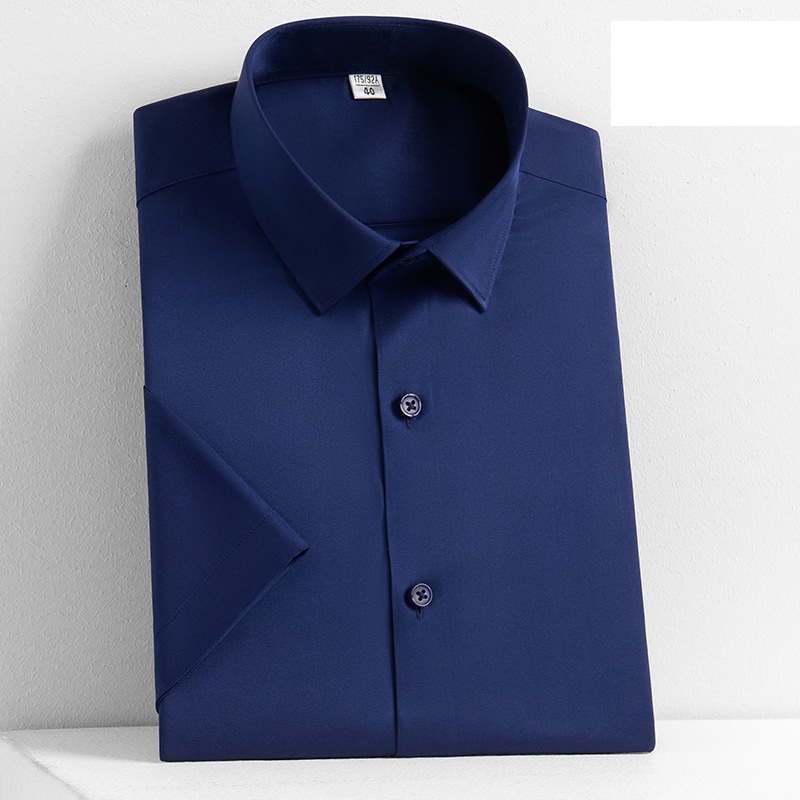 Mens Dress Shirts Short Sleeves Formal Business No Iron Elastic Casual Shirts - Picture 22 of 29