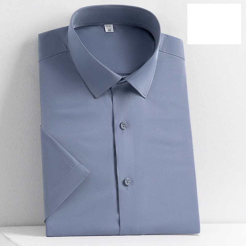 Mens Dress Shirts Short Sleeves Formal Business No Iron Elastic Casual Shirts - Picture 26 of 29