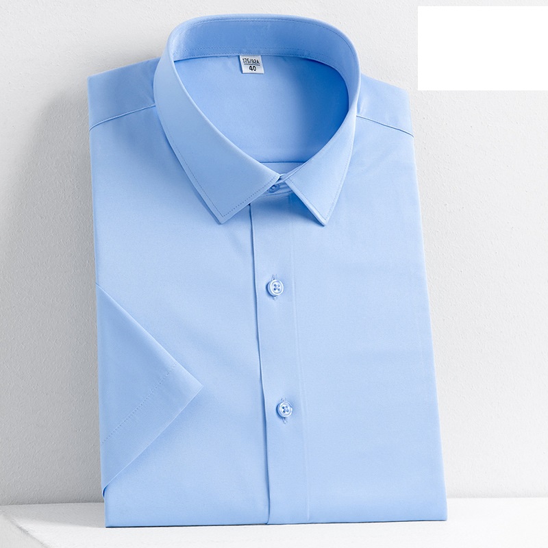 Mens Dress Shirts Short Sleeves Formal Business No Iron Elastic Casual Shirts - Picture 18 of 29